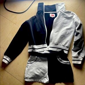 SOLID & STRIPED Varsity Jacket Black and Gray Athletic Design